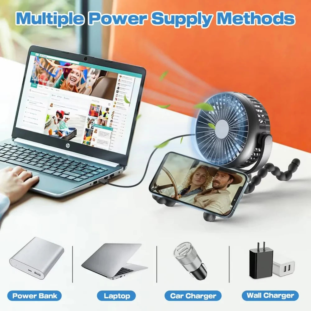 Portable Stroller Fan with Light